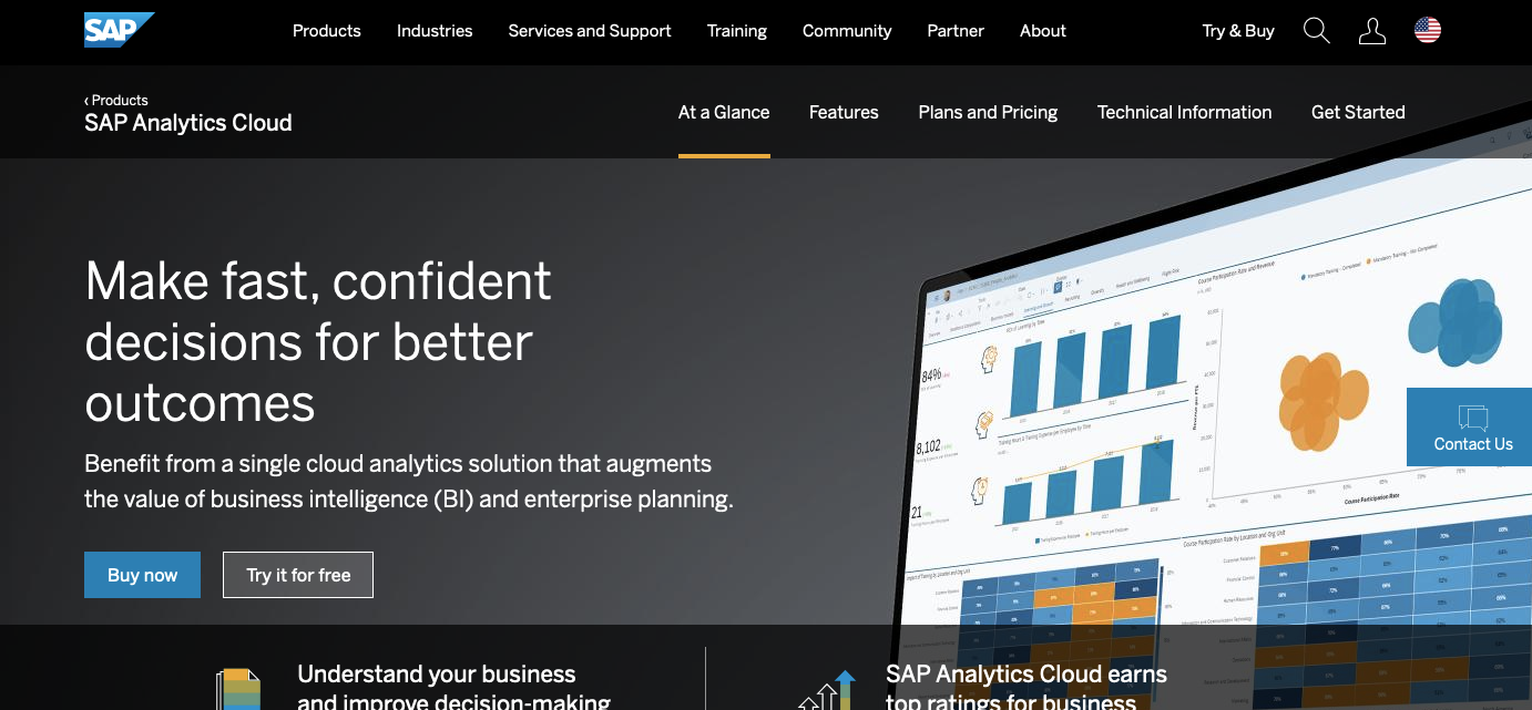 Client dashboard tools: SAP Analytics Cloud