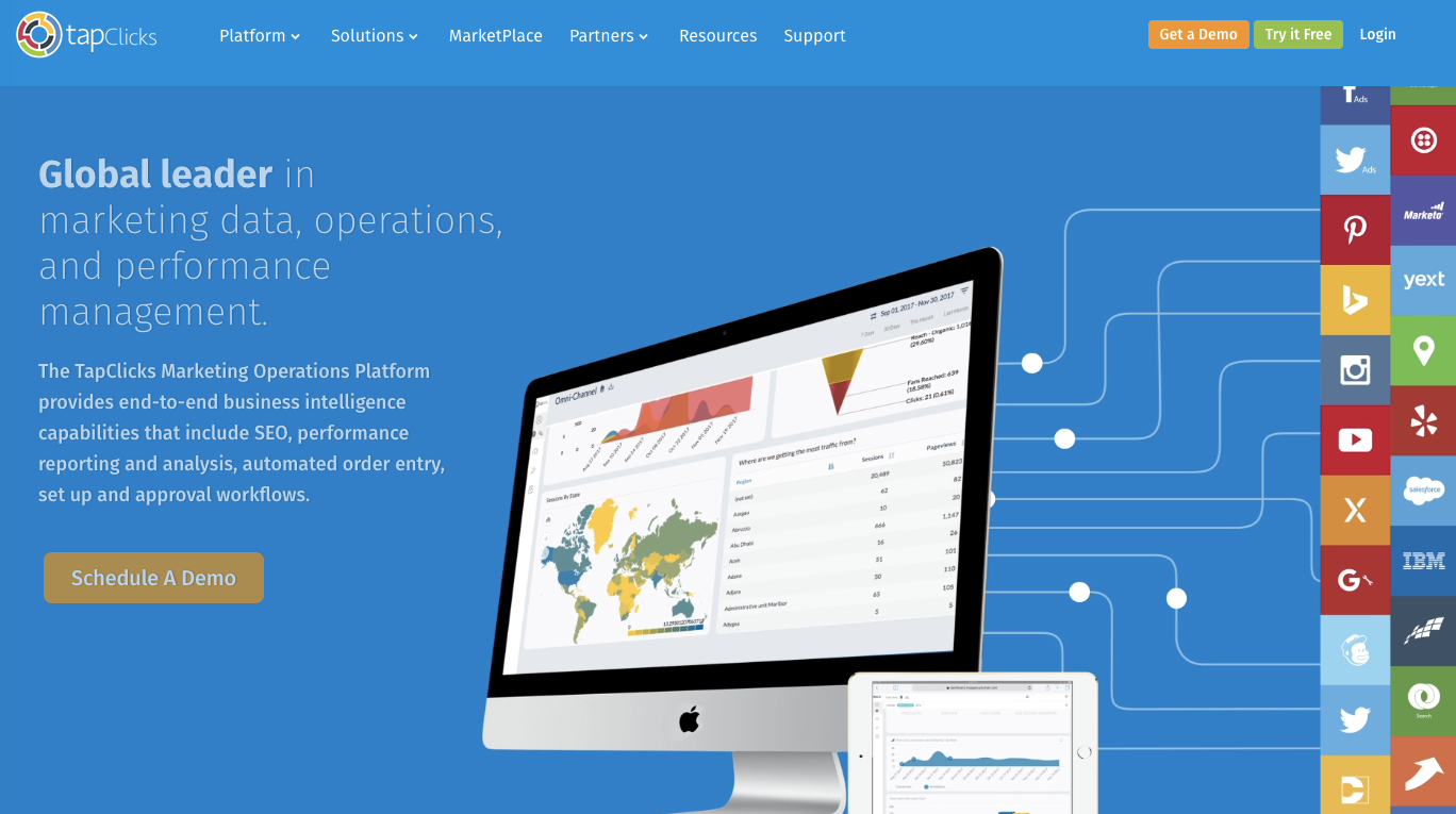 Client dashboard tools: TapClicks
