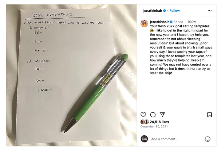 Inside Beauty Founder Jen Atkin’s New Years Goal Setting Ritual